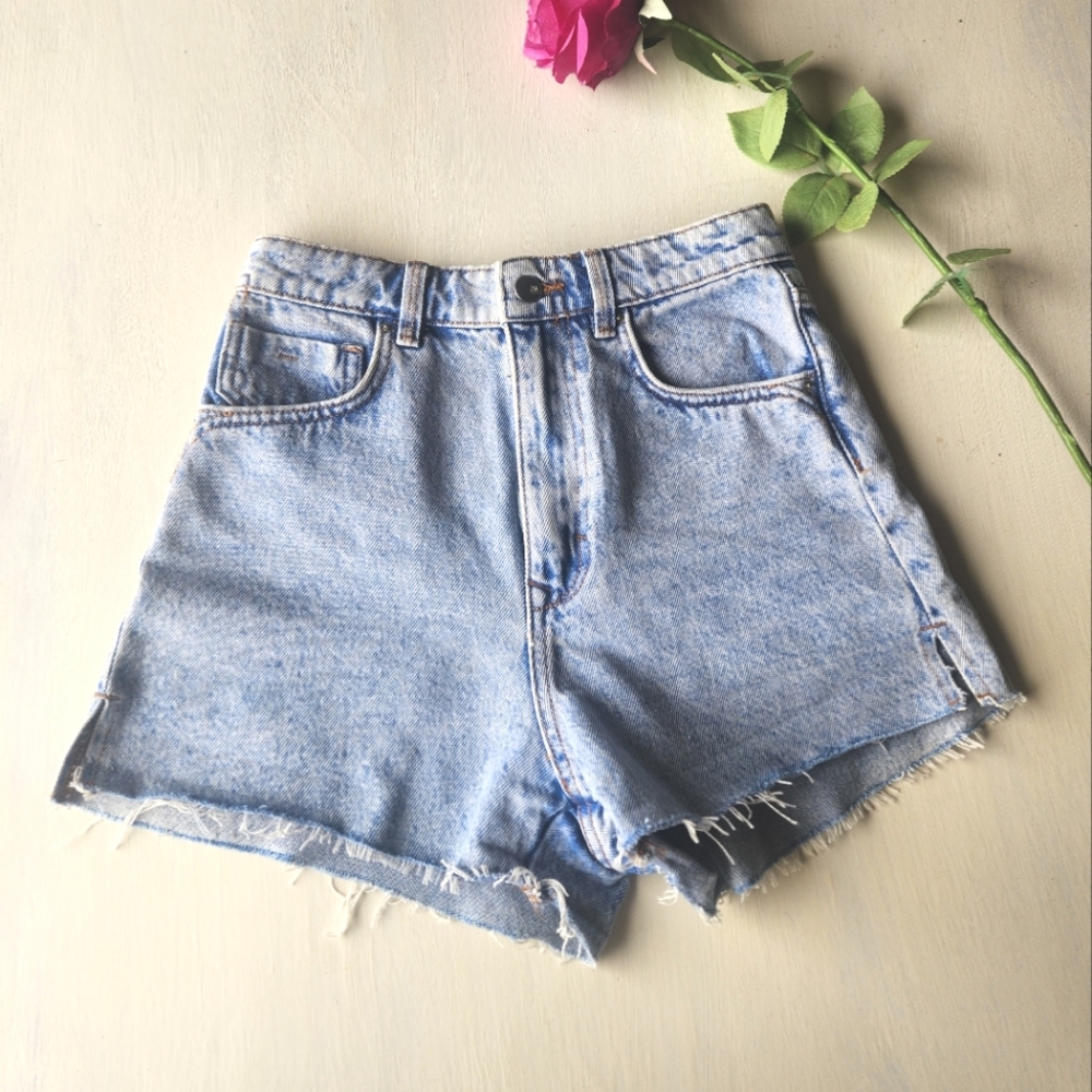 ZARA High Waisted Blue Denim Jean Shorts
